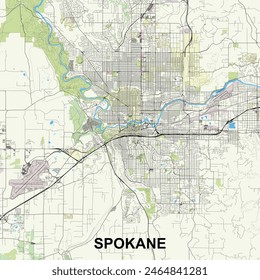 Spokane, Washington, EE.UU. mapa poster art
