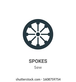 Spokes glyph icon vector on white background. Flat vector spokes icon symbol sign from modern sew collection for mobile concept and web apps design.