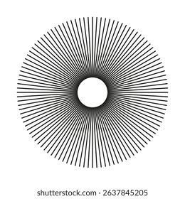 Spokes grid with radiating stripes . Sun star rays, burst. Circulars lines beams. Radial round radiation lines. Abstract geometric pattern shape.