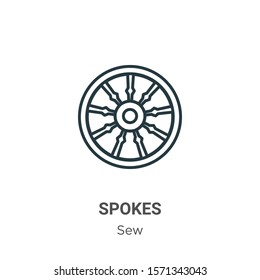 Spokes outline vector icon. Thin line black spokes icon, flat vector simple element illustration from editable sew concept isolated on white background