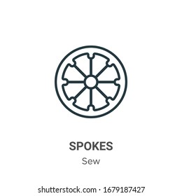 Spokes outline vector icon. Thin line black spokes icon, flat vector simple element illustration from editable sew concept isolated stroke on white background