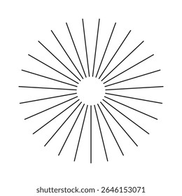 Fala com a grade de listras irradiantes. Ícone de faixas radiais. Elemento de explosão solar. Linhas de radiação de círculo radial. Linhas circulares.