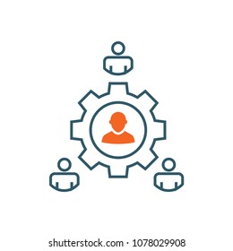 Spokesperson icon - person in marketing position networks and coordinates with others