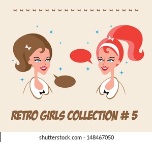 Spokeswoman or Retro Girls Illustration Collection