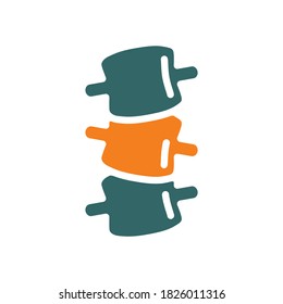 Spondylolisthesis colored icon. Foraminal stenosis, osteochondrosis of the spine symbol