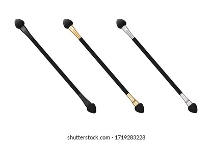 Sponge applicators, Plastic Handle Cosmetic Makeup Eyeshadow 2-Head Sponge Smudge Brush in gold silver and black style