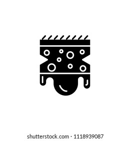 Sponge black icon concept. Sponge flat  vector symbol, sign, illustration.