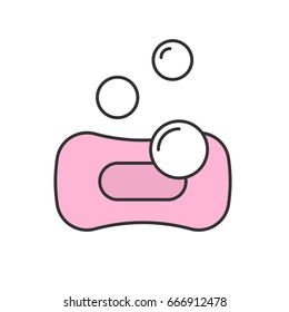 Sponge with bubbles color icon. Spa salon. Isolated vector illustration