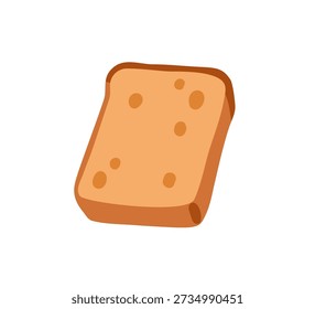 Sponge cake, bakery piece. Dough pastry with soft texture, sweet treat. Baked dessert. Lemon flavored patisserie food, snack. Flat vector illustration isolated on white background