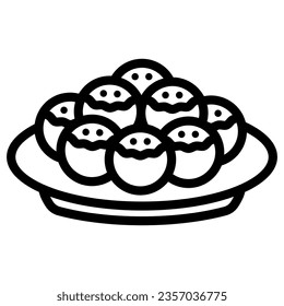 Sponge cake Boucher line icon, french food consept, busque vector sign on white background, boucher dessert outline style for mobile concept and web design. Vector graphics