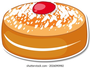 Ilustración del pastel de esponja con azúcar de hielo y mermelada de fresa