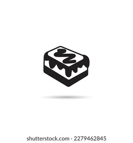 icono de tarta de esponja sobre fondo blanco