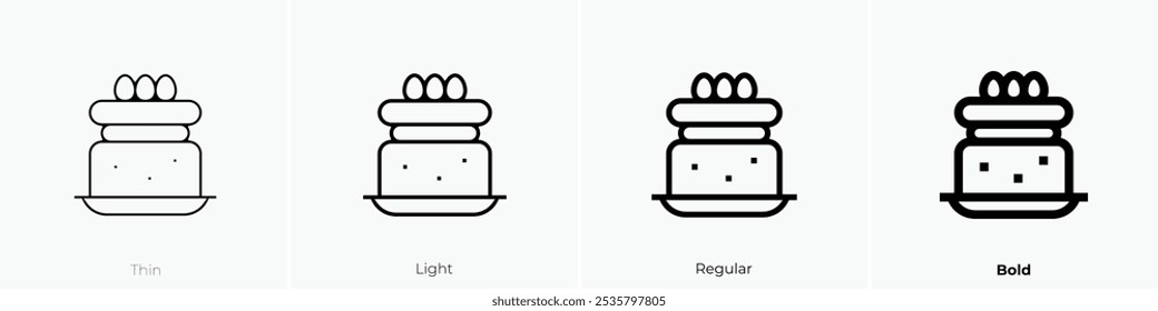 sponge cake icon. Thin, Light Regular And Bold style design isolated on white background