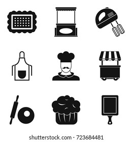 Sponge cake icons set. Simple set of 9 sponge cake vector icons for web isolated on white background