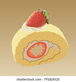 sponge cake with strawberry and cream