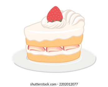 sponge cake strawberry  cream sweet pleat