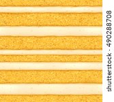 Sponge cake with white cream filling background. Colorful seamless texture. Vector illustration. Good for bakery menu design - poster banner flyer packaging.