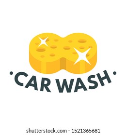 Sponge car wash logo. Flat illustration of sponge car wash vector logo for web design