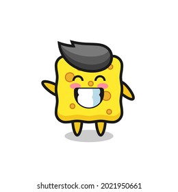 sponge cartoon character doing wave hand gesture , cute style design for t shirt, sticker, logo element