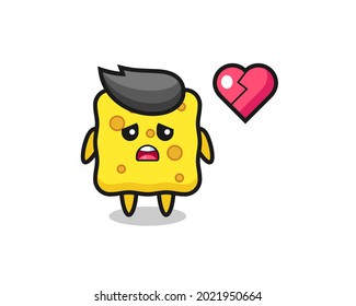sponge cartoon illustration is broken heart , cute style design for t shirt, sticker, logo element