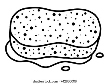 sponge / cartoon vector and illustration, black and white, hand drawn, sketch style, isolated on white background.