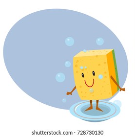 Sponge Cartoon Washing Dishes Vector Stock Vector (Royalty Free ...