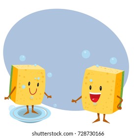 sponge cartoon, washing dishes vector