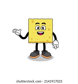 sponge cartoon with welcome pose , character design