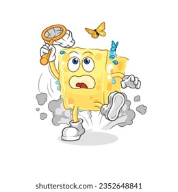 the sponge catch butterfly illustration. character vector