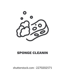 icono de limpieza de esponjas. Limpieza de esponjas de línea delgada, icono limpio de la colección de limpieza. Vector de contorno aislado en fondo blanco. El símbolo de limpieza de esponjas editable se puede usar web y móvil