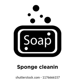 Sponge cleanin icon vector isolated on white background, logo concept of Sponge cleanin sign on transparent background, filled black symbol
