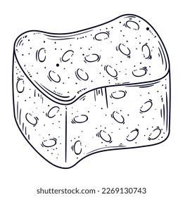 icono de doodle de limpieza de esponjas aislado