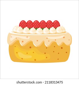 A  sponge cream cake with plenty of strawberries