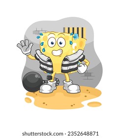 the sponge criminal in jail. cartoon character