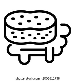 Sponge and dishwashing liquid icon. Outline sponge and dishwashing liquid vector icon for web design isolated on white background