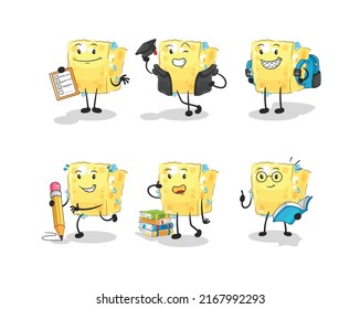the sponge education set character. cartoon mascot vector
