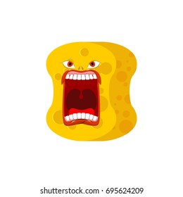 sponge emoji scream. Emotions shout yellow avatar sponge for cleansing
