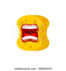 sponge emoji scream. Emotions shout yellow avatar sponge for cleansing
