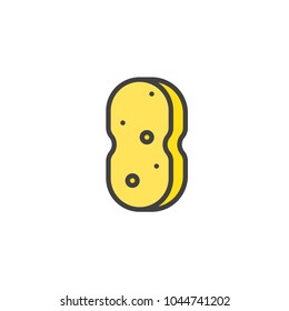 Sponge filled outline icon, line vector sign, linear colorful pictogram isolated on white. Foam Bath Sponge symbol, logo illustration. Pixel perfect vector graphics
