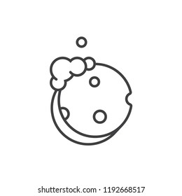 Sponge with foam and bubbles line icon.