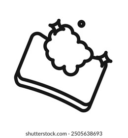 Sponge with foam icon Black line art vector logo