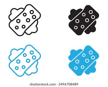 Sponge with foam icon black and white vector outline sign