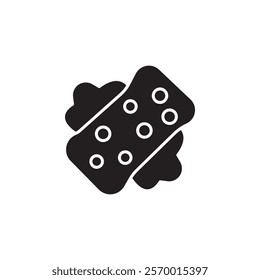 Sponge with foam icon black and white vector outline sign