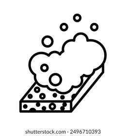 Sponge with foam icon linear logo mark in black and white