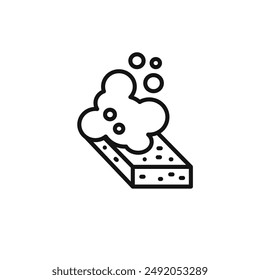 Sponge with foam icon outline collection in black and on white background