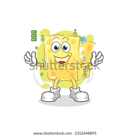 the sponge full battery character. cartoon mascot vector