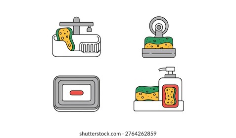 Sponge Holder Line art vector abstract simple shapes illustration