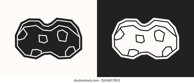 Icono de esponja en estilo de recorte relleno blanco y negro