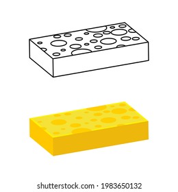 Sponge icon Design. Fill and Line Sponge, Washing tool for isometric icon vector. sponge for wash marks. isolated symbol illustration on White Background. Design Vector Icon Flat Template Element.