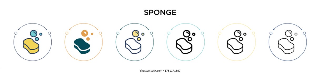 Sponge icon in filled, thin line, outline and stroke style. Vector illustration of two colored and black sponge vector icons designs can be used for mobile, ui, web